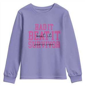 Breast Cancer Support Youth Sweatshirt Had it Beat it Survivor Gift TS10 Violet Print Your Wear