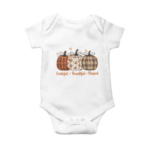 Grateful Thankful Blessed Pumpkin Baby Onesie Hello Thanksgiving Cozy Fall Autumn Rustic TS10 White Print Your Wear