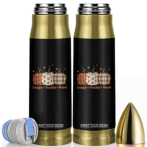 Grateful Thankful Blessed Pumpkin Bullet Tumbler Hello Thanksgiving Cozy Fall Autumn Rustic TS10 Black Print Your Wear