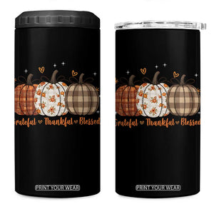 Grateful Thankful Blessed Pumpkin 4 in 1 Can Cooler Tumbler Hello Thanksgiving Cozy Fall Autumn Rustic TS10 One Size: 16 oz Black Print Your Wear