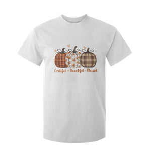 Grateful Thankful Blessed Pumpkin T Shirt For Kid Hello Thanksgiving Cozy Fall Autumn Rustic TS10 White Print Your Wear