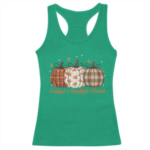Grateful Thankful Blessed Pumpkin Racerback Tank Top Hello Thanksgiving Cozy Fall Autumn Rustic TS10 Irish Green Print Your Wear