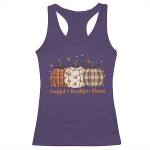 Grateful Thankful Blessed Pumpkin Racerback Tank Top Hello Thanksgiving Cozy Fall Autumn Rustic TS10 Purple Print Your Wear