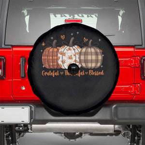 Grateful Thankful Blessed Pumpkin Spare Tire Cover Hello Thanksgiving Cozy Fall Autumn Rustic TS10 Black Print Your Wear