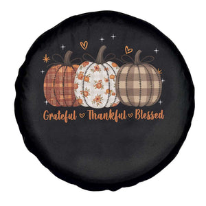 Grateful Thankful Blessed Pumpkin Spare Tire Cover Hello Thanksgiving Cozy Fall Autumn Rustic TS10 Print Your Wear