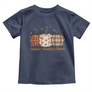 Grateful Thankful Blessed Pumpkin Toddler T Shirt Hello Thanksgiving Cozy Fall Autumn Rustic TS10 Navy Print Your Wear