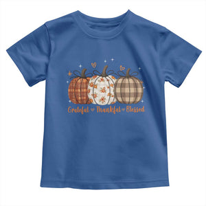 Grateful Thankful Blessed Pumpkin Toddler T Shirt Hello Thanksgiving Cozy Fall Autumn Rustic TS10 Royal Blue Print Your Wear