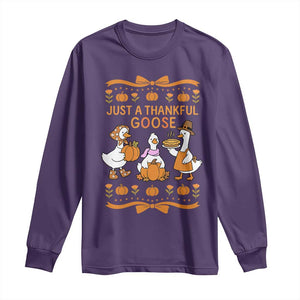 Just a Thankful Goose Long Sleeve Shirt Thanksgiving Silly Gooses TS10 Purple Print Your Wear