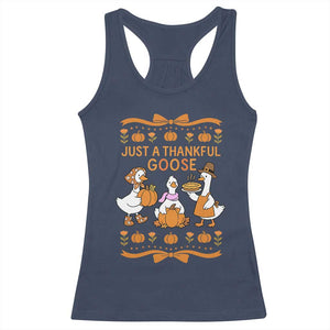 Just a Thankful Goose Racerback Tank Top Thanksgiving Silly Gooses TS10 Navy Print Your Wear