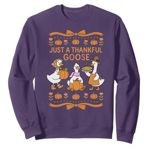 Just a Thankful Goose Sweatshirt Thanksgiving Silly Gooses TS10 Purple Print Your Wear