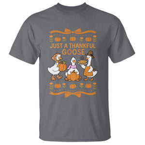 Just a Thankful Goose T Shirt Thanksgiving Silly Gooses TS10 Charcoal Print Your Wear
