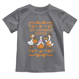 Just a Thankful Goose Toddler T Shirt Thanksgiving Silly Gooses TS10 Charcoal Print Your Wear