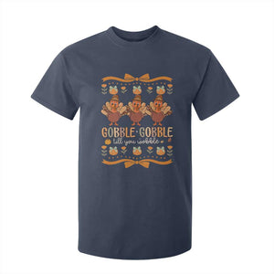 Gobble Gobble Till You Wobble T Shirt For Kid Funny Thanksgiving Turkey TS10 Navy Print Your Wear