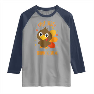 My First Thanksgiving Raglan Shirt Funny Thanksgiving Turkey TS10 Sport Gray Navy Print Your Wear