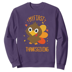 My First Thanksgiving Sweatshirt Funny Thanksgiving Turkey TS10 Purple Print Your Wear
