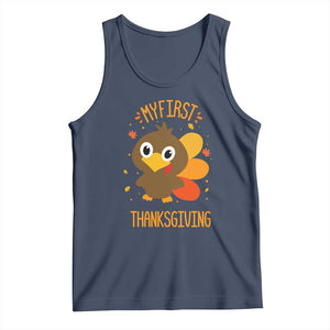 My First Thanksgiving Tank Top Funny Thanksgiving Turkey TS10 Navy Print Your Wear