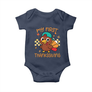 My First Thanksgiving Baby Onesie Funny Newborn Thanksgiving Turkey Boys TS10 Navy Print Your Wear