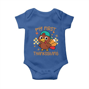 My First Thanksgiving Baby Onesie Funny Newborn Thanksgiving Turkey Boys TS10 Royal Blue Print Your Wear