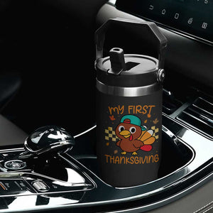 My First Thanksgiving Flip Straw Tumbler Funny Newborn Thanksgiving Turkey Boys TS10 Print Your Wear