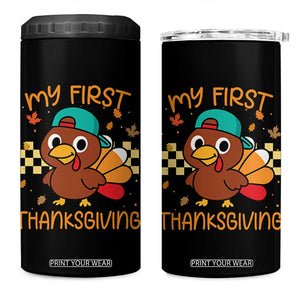 My First Thanksgiving 4 in 1 Can Cooler Tumbler Funny Newborn Thanksgiving Turkey Boys TS10 One Size: 16 oz Black Print Your Wear