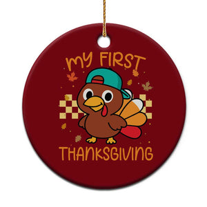 My First Thanksgiving Ceramic Ornament Funny Newborn Thanksgiving Turkey Boys TS10 1pc Red Print Your Wear