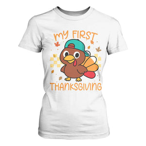 My First Thanksgiving T Shirt For Women Funny Newborn Thanksgiving Turkey Boys TS10 White Print Your Wear