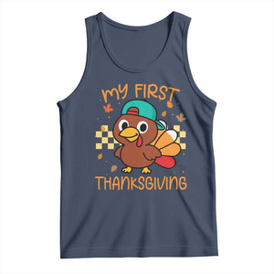 My First Thanksgiving Tank Top Funny Newborn Thanksgiving Turkey Boys TS10 Navy Print Your Wear