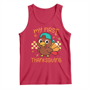 My First Thanksgiving Tank Top Funny Newborn Thanksgiving Turkey Boys TS10 Red Print Your Wear