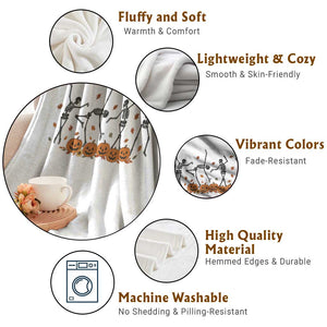 Dancing Skeleton Throw Blanket Retro Halloween Party Pumpkin Fall Season TS10 Print Your Wear