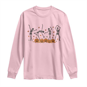 Dancing Skeleton Long Sleeve Shirt Retro Halloween Party Pumpkin Fall Season TS10 Light Pink Print Your Wear