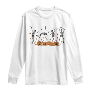 Dancing Skeleton Long Sleeve Shirt Retro Halloween Party Pumpkin Fall Season TS10 White Print Your Wear