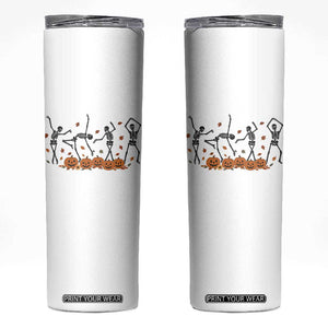 Dancing Skeleton Skinny Tumbler Retro Halloween Party Pumpkin Fall Season TS10 White Print Your Wear