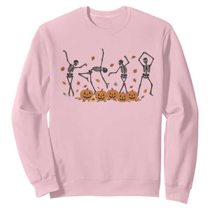 Dancing Skeleton Sweatshirt Retro Halloween Party Pumpkin Fall Season TS10 Light Pink Print Your Wear