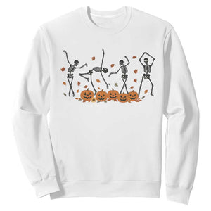 Dancing Skeleton Sweatshirt Retro Halloween Party Pumpkin Fall Season TS10 White Print Your Wear