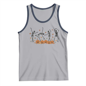 Dancing Skeleton Tank Top Retro Halloween Party Pumpkin Fall Season TS10 Athletic Heather Navy Print Your Wear