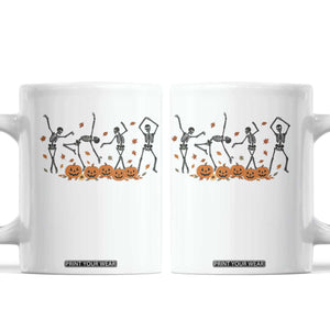 Dancing Skeleton Coffee Mug Retro Halloween Party Pumpkin Fall Season TS10 White Print Your Wear