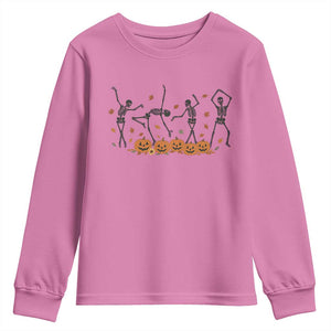 Dancing Skeleton Youth Sweatshirt Retro Halloween Party Pumpkin Fall Season TS10 Azalea Print Your Wear