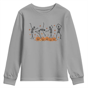 Dancing Skeleton Youth Sweatshirt Retro Halloween Party Pumpkin Fall Season TS10 Sport Gray Print Your Wear