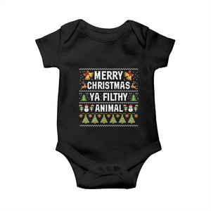 Merry Christmas Ya Filthy Animal Baby Onesie Ugly Xmas Movie Alone Pajama TS10 Black Print Your Wear