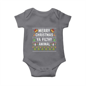 Merry Christmas Ya Filthy Animal Baby Onesie Ugly Xmas Movie Alone Pajama TS10 Charcoal Print Your Wear