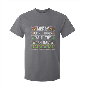 Merry Christmas Ya Filthy Animal T Shirt For Kid Ugly Xmas Movie Alone Pajama TS10 Charcoal Print Your Wear