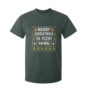 Merry Christmas Ya Filthy Animal T Shirt For Kid Ugly Xmas Movie Alone Pajama TS10 Dark Forest Green Print Your Wear