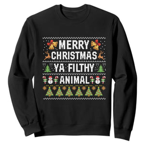 Merry Christmas Ya Filthy Animal Sweatshirt Ugly Xmas Movie Alone Pajama TS10 Black Print Your Wear
