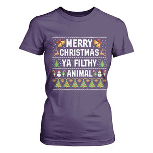 Merry Christmas Ya Filthy Animal T Shirt For Women Ugly Xmas Movie Alone Pajama TS10 Purple Print Your Wear