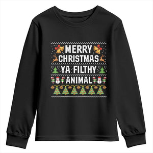Merry Christmas Ya Filthy Animal Youth Sweatshirt Ugly Xmas Movie Alone Pajama TS10 Black Print Your Wear