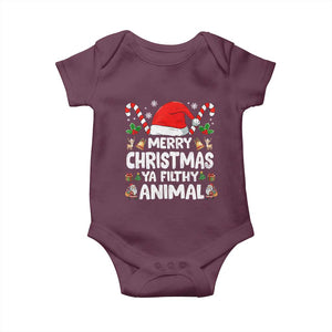 Merry Christmas Ya Filthy Animal Baby Onesie Funny Home Xmas Alone Movie Pajama TS10 Maroon Print Your Wear