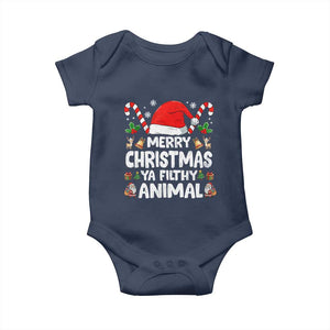 Merry Christmas Ya Filthy Animal Baby Onesie Funny Home Xmas Alone Movie Pajama TS10 Navy Print Your Wear