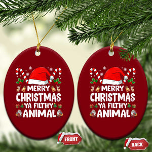 Merry Christmas Ya Filthy Animal Ceramic Ornament Funny Home Xmas Alone Movie Pajama - Print Your Wear