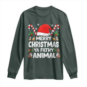 Merry Christmas Ya Filthy Animal Long Sleeve Shirt Funny Home Xmas Alone Movie Pajama TS10 Dark Forest Green Print Your Wear