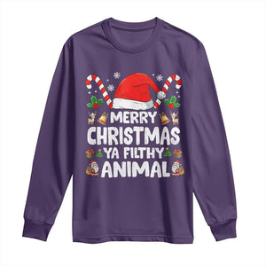 Merry Christmas Ya Filthy Animal Long Sleeve Shirt Funny Home Xmas Alone Movie Pajama TS10 Purple Print Your Wear